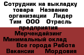 Сотрудник на выкладку товара › Название организации ­ Лидер Тим, ООО › Отрасль предприятия ­ Мерчендайзинг › Минимальный оклад ­ 18 000 - Все города Работа » Вакансии   . Мордовия респ.